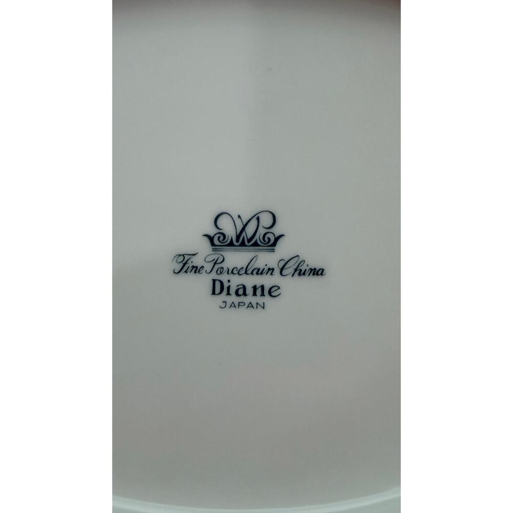 Vintage Diane Japan 10.5" Oval Vegetable Serving Bowl Blue Floral Platinum - Picture 3 of 3